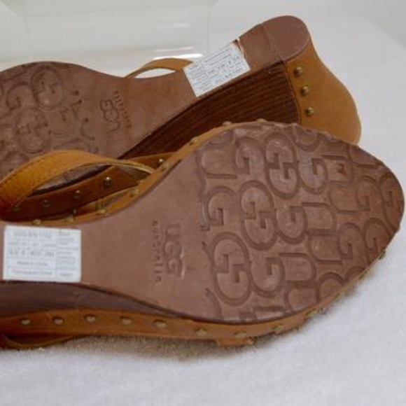 Tan Distressed Leather Studded Platform Wedges Made in Australia 🇦🇺 🏷️ NWT - Picture 6 of 8